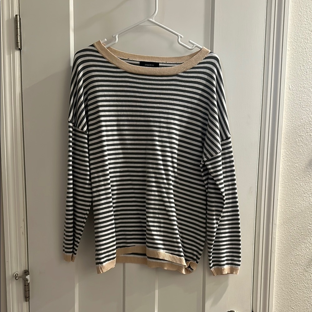 Striped Gray and White Women's Top
